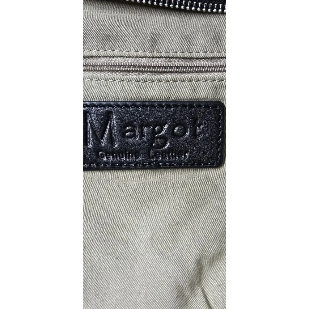 Margot black genuine leather soft soft 3 zipper crossbody messenger bag‎